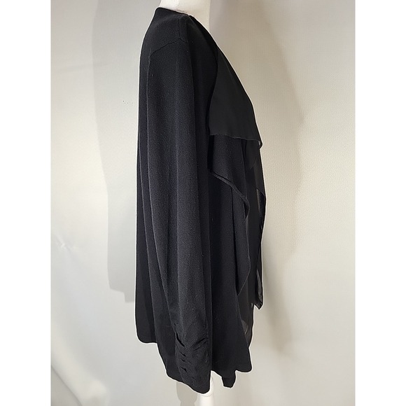 Women's Alfani 1X Soft Knit Cardigan Black Sheer Overlay Gathered Cuff - Picture 8 of 13